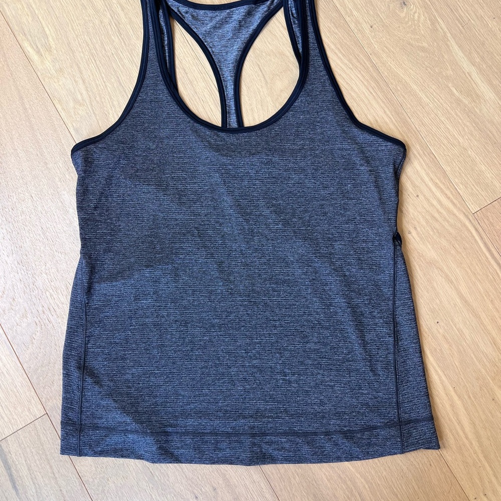 Lululemon Gray & Black Racerback Tank Top w/ Cutouts S